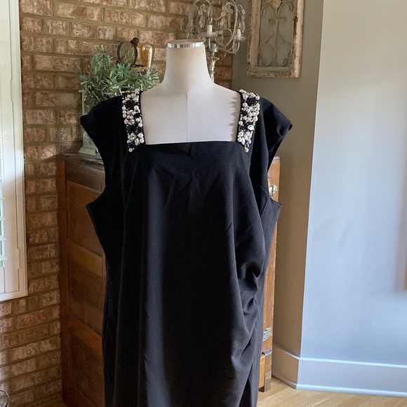 CHANGES BY TOGETHER UK BLACK EMBELLISHED NECK DRESS EVEING FORMAL SLIMMING 26 - Picture 2 of 14